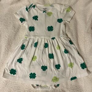 Carter's Clover Print Dress in White and Green